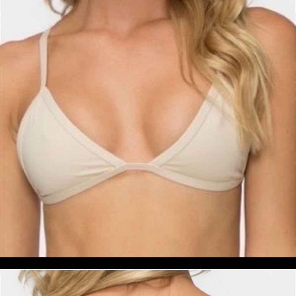 Tavik Swimwear Jett Triangle Bikini Top  White Cream Ivory Large NWOT